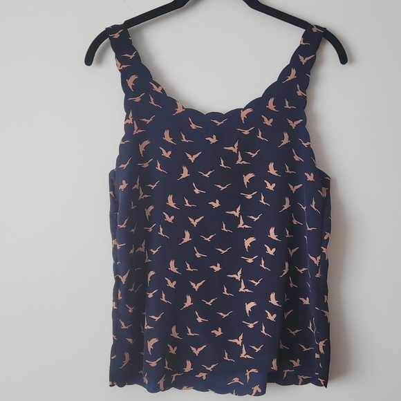 AX Paris Scalloped Neckline Bird Patterned Navy Cami Size S - Picture 12 of 12